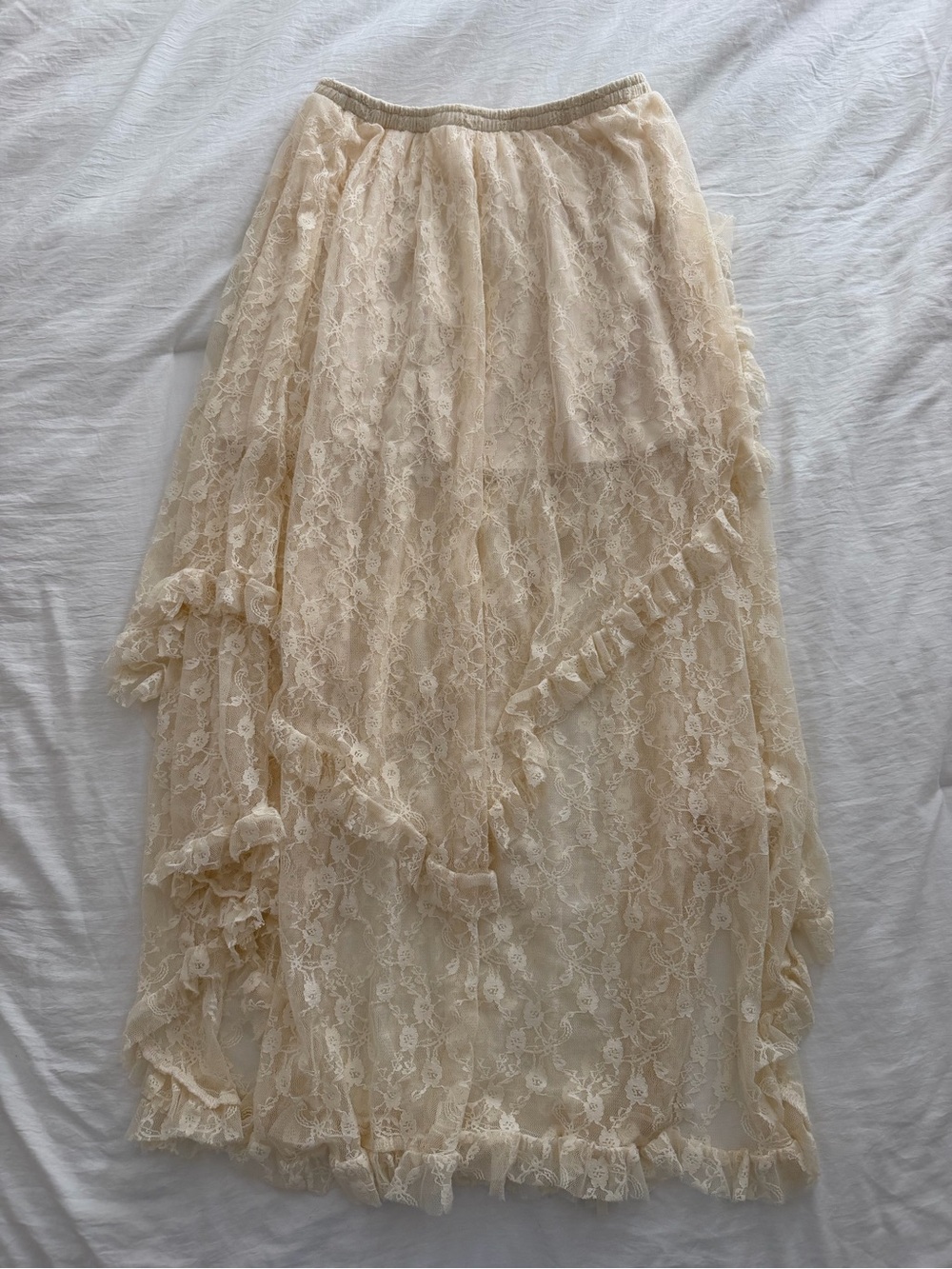 Sheer Lace Tiered Maxi Skirt